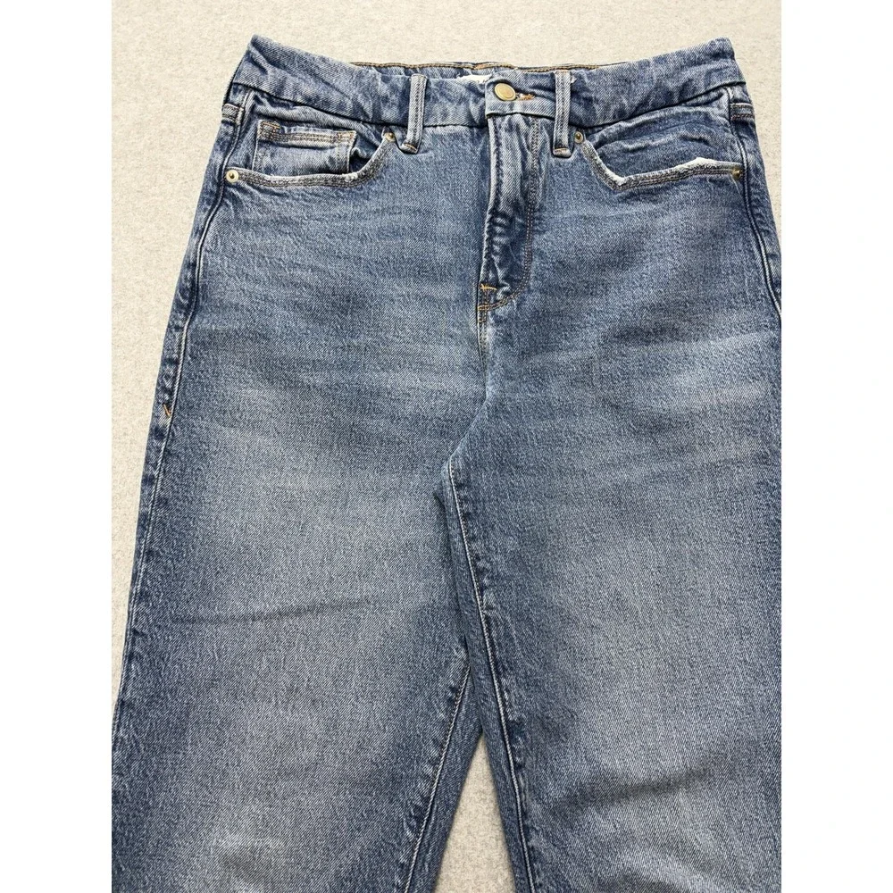 Good American Weekender Cuffed Jeans Womens 26x24.5 Blue Mid Rise Straight